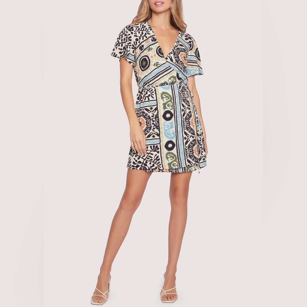 NWT Lost + Wander Oracle Wrap Mini Dress	in Black Multi One Size